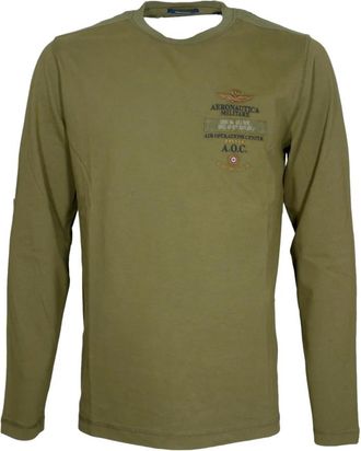 Aeronautica Ts 2470Uj 00705 Lange Mouwen T-Shirt - Heren - Longsleeves - Groen - 2XL - Katoen - Tops