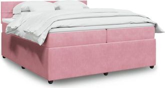 vidaXL Cama Box Spring Con Colch&oacute;n Terciopelo Rosa 200x200 Cm Vidaxl