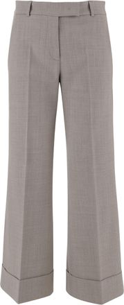 Ql2 Quelledue Beige Tailored Crease Wide-Leg Wool Formal Pants