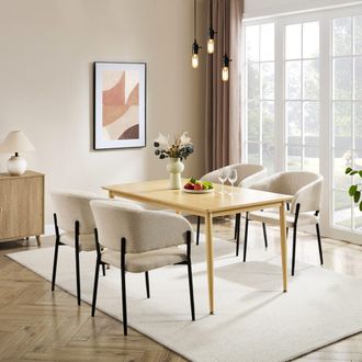 VonHaus Burton Wood Effect 6 Seater Dining Table in Light Brown
