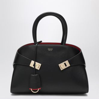 Ferragamo Hug M Handbag Black/Red In Leather