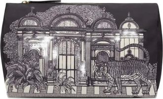 Inou&iuml; Editions graphic-print clutch bag - women - Leather/Polyester - One Size - Grey