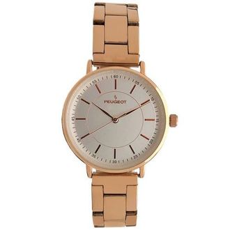 Peugeot Sleek Minimalist Round Bracelet Watch- 30MM in Rose Gold at Nordstrom