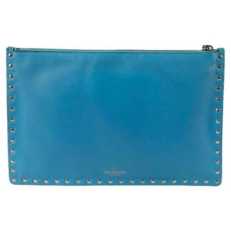 Valentino Pre-owned Clutches, female, Blue, Size: ONE SIZE Pre-owned Rockstud Clutch