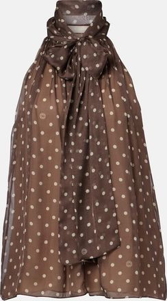 Elie Saab Polka-dot tie-neck silk chiffon top