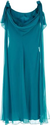 Alberta Ferretti Alberta Ferretti Womens Teal Green Silk Dress - Size EU 44 (Womens)