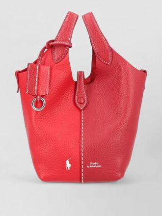 Polo Ralph Lauren bucket bag textured leather contrast stitching handle