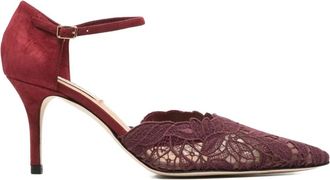 Arteana Pumps met enkelbandje van kant - Rood