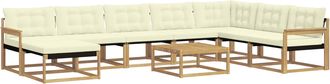 vidaXL Conjunto De Sof&aacute;s De Exterior 9 Uds. Blanco Y Crema Vidaxl