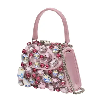 Self Portrait Crystal-Embellished Satin Mini Bag - Pink