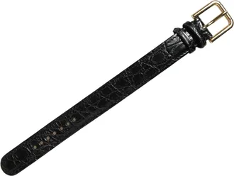 Dolce & Gabbana Caiman Leather with Gold Buckle Belt - Black