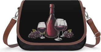 Generic Grape Wine Crossbody Bag Womens Handbag PU Message Bags Shoulder Purse with Adjustable Strap