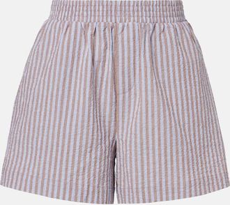 Varley Darina seersucker striped cotton shorts