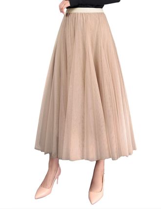 Feoya Womens Skirts Tulle Princess Skirt Evening Prom Wedding Dovetail Skirts Layered