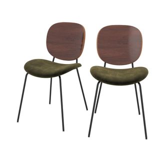 Rendez-Vous D&eacute;co Set de 2 sillas de terciopelo verde kaki