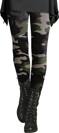 Generic Winter Leggings for Women Stretchy High Waisted Camouflage Compression Leggings Plus Size Tummy Control Buttery Soft Thermal Warm Tights Wear with Tun