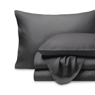 Bare Home 100% European Linen Sheet Set in Dark Grey at Nordstrom, Size California King