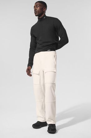 Alo | Polar Fleece Ridge Cargo Pants in Ivory White, Size: Large