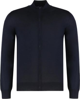 Moorer Sweater met rits - Heren - Vesten - Blauw - M - Katoen - Truien & Vesten