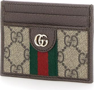 Gucci Womens Card Holder Ophidia Beige Leather Polyurethane Accessory
