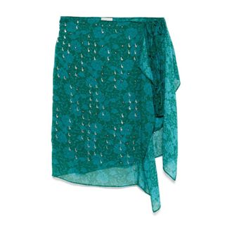 Dries Van Noten Sima Embellished Wrap Skirt - female - Dries Van Noten - Midi Skirts - Blue - S - Skirts
