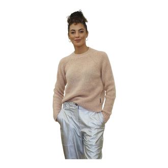 Alessia Santi Geribbelde Pullover - Dames - Ronde hals truien - Beige - L - Wol - Truien & Vesten