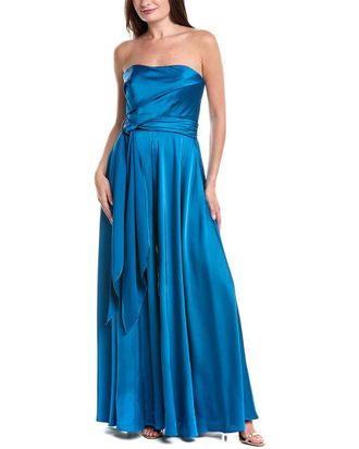 Rene Ruiz Strapless Crepe Column Gown