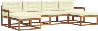 vidaXL Conjunto De Sof&aacute;s De Exterior 6 Uds. Natural Y Crema Vidaxl