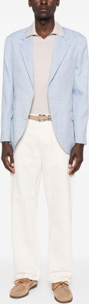 Brunello Cucinelli Brunello Cucinelli Mens Single-breasted Blazer Jacket - Light Blue Linen - Size EU 50 (Mens)