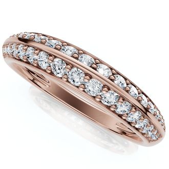 Pompeii3 F/VS.39Ct Double Row Pave Diamond Wedding Ring 14k Gold Lab Grown