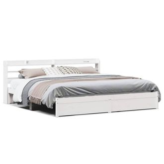 Berkfield Home Bed Frame with Headboard without Mattress White 200x200 cm