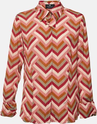 Elisabetta Franchi Multicolor Chevron Print Crepe Shirt