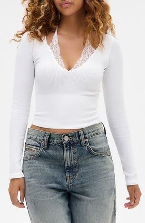 BDG Seeing Double Layered Look Rib Knit Top in White at Nordstrom Rack, Size X-Small