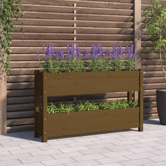 vidaXL Vidaxl - Jardinera De Madera Maciza De Pino Marr&oacute;n Miel 112x25x66 Cm