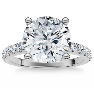 Pompeii3 Certified 3.40Ct Round Cut Diamond Engagement Ring 14k Gold Lab Grown