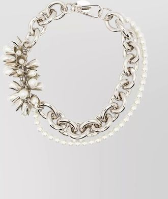 Simone Rocha pearl flower cluster chunky chain necklace