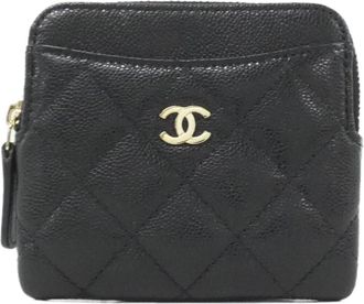 Chanel Black Grained Calfskin Coin Purse/Coin Case (Pre-Owned)