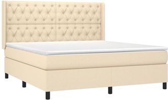 vidaXL Vidaxl - Cama Box Spring Colch&oacute;n Y Luces Led Tela Crema 160x200 Cm