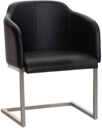 Clp Silla con patas de metal y asiento en Simil cuero Negro