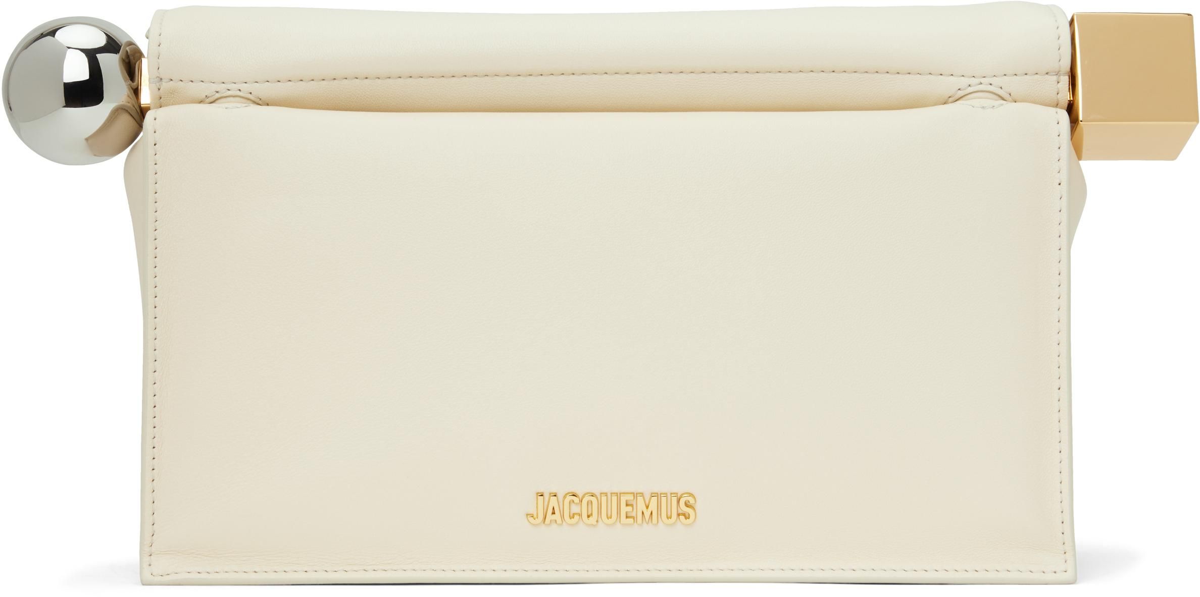 【関税込み】JACQUEMUS オフホワイト The Rond Carre クラッチ La Pochette Rond Carré leather clutch in white - Jacquemus