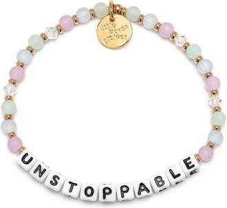Little Words Project Unstoppable Beaded Stretch Bracelet in White/Pink Multi at Nordstrom, Size Small