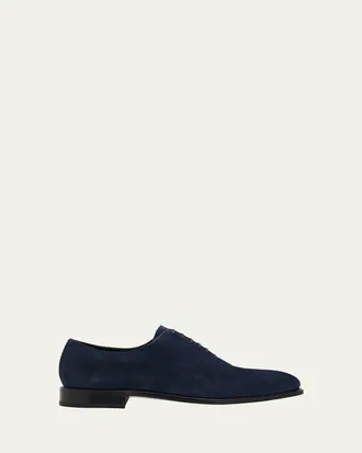 Ferragamo Mens Angiolo Tramezza Suede Oxfords