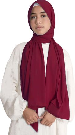 Lina & Lily Medina Silk Hijab Head Scarf Shawl Wrap for Muslim Women Non-see-through Non-slip (Burgundy)