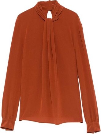 Saint Laurent Ascot Blouse In Silk Crepe De Chine