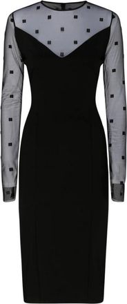 Givenchy Zwarte Midi-jurk met Lange Mouwen - Dames - Casual kleedjes - Zwart - S - Tule - Kleedjes