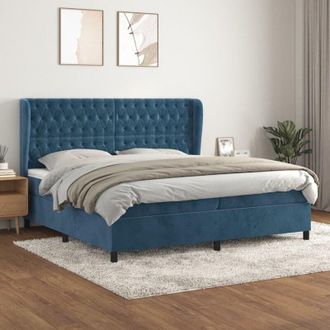 vidaXL Cama Box Spring Con Colch&oacute;n Terciopelo Azul Oscuro 200x200 Cm Vidaxl