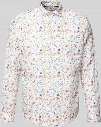 Jake*s Slim Fit Freizeithemd aus Leinen-Baumwoll-Mix in Weiss, Gr&ouml;&szlig;e L