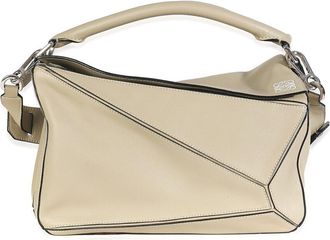 Loewe Neutral Leather Medium Puzzle Bag (Authentic Pre-Loved)