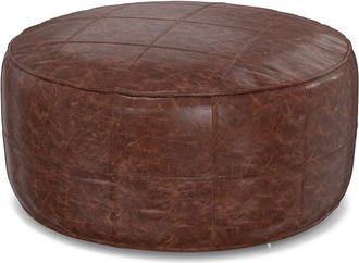 Simpli Home Connor Boho Round 34In Round Coffee Table Pouf