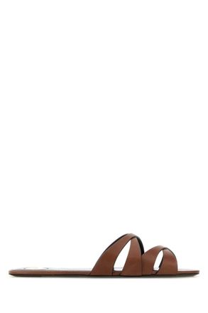 Saint Laurent Brown Solid Chandelle Sandals